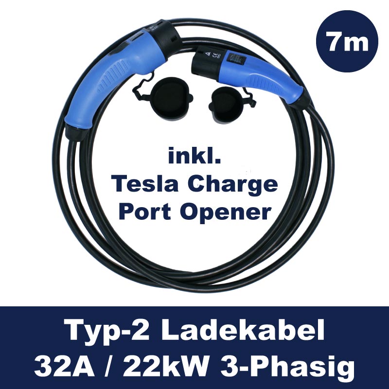 vhbw Ladekabel Typ 2 zu Typ 2 kompatibel mit Tesla Model Y Elektroauto -  Verbindungskabel, 3-phasig, 32 A, 22 kW, 3 m kaufen