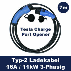 Elektroauto Ladekabel Typ-2 mit Tesla Charge Port Opener - 11kW - 7m