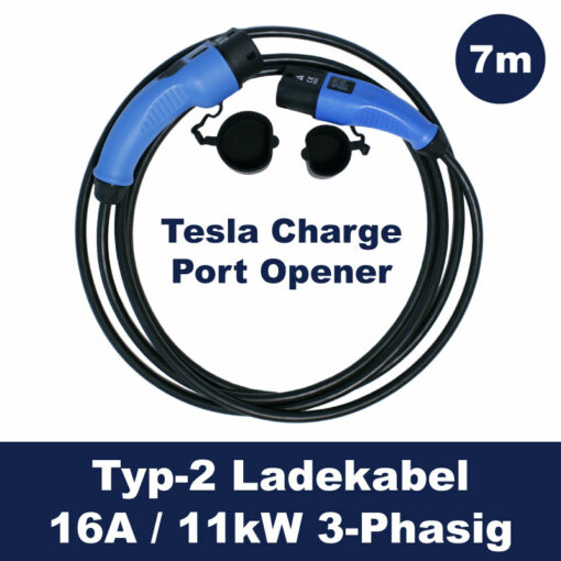 Elektroauto Ladekabel Typ-2 mit Tesla Charge Port Opener - 11kW - 7m