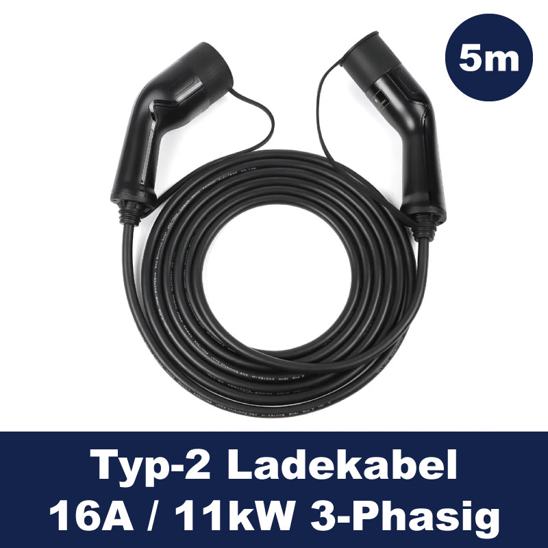Ladekabel Typ2 Basic - 16A - 11kW - 3-Phasig - 5m »