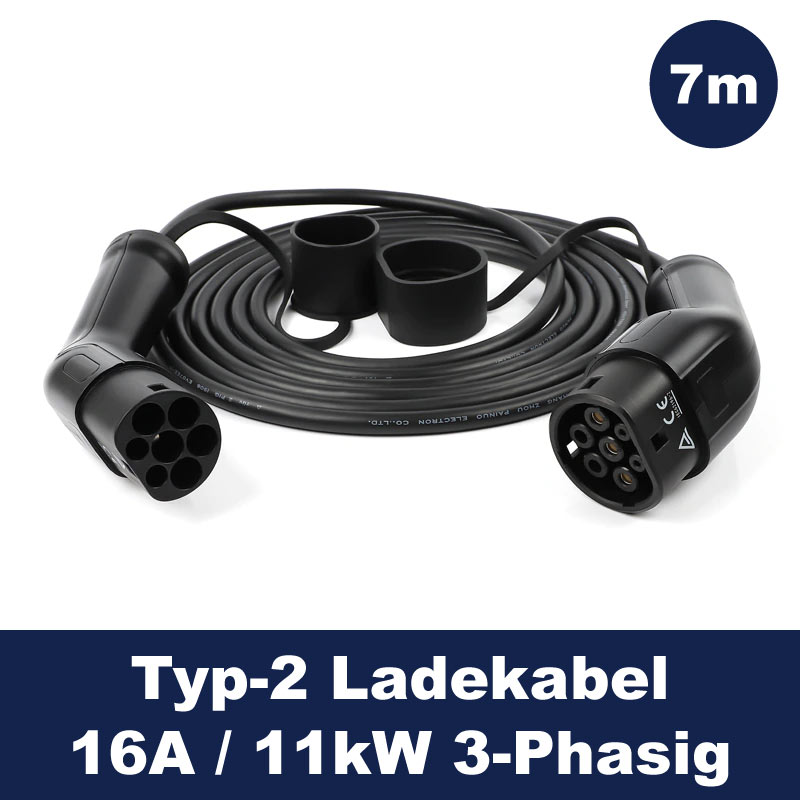 Kabelmeister EVC01-075B  kabelmeister® E-Auto-Ladekabel Mode 3, Typ 2  Stecker an Buchse, 3-phasig, 16 A, 11 kW, blau, 7,5m