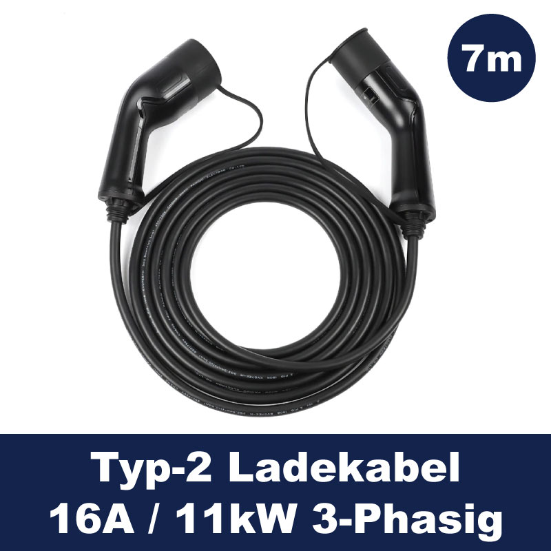 Ladekabel Typ2 Basic - 16A - 11kW - 3-Phasig - 7m »