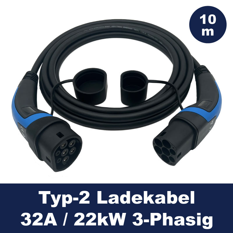ReChargeU Pro Ladekabel Typ2 - 32A - 22kW - 3-Phasig - 10m