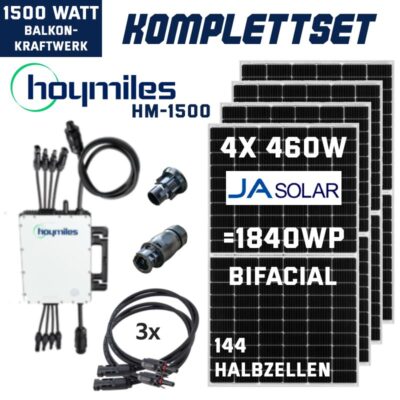Balkonkraftwerk-1500W-1840WP-Hoymiles-Ja-Solar-Bifacial