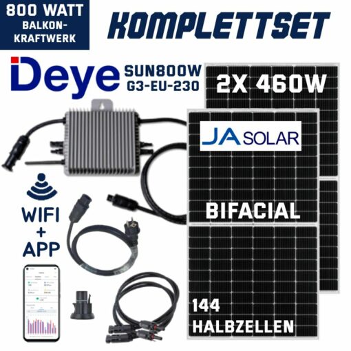 Balkonkraftwerk-800W-920W-Deye-JA-Solar-Bifacial