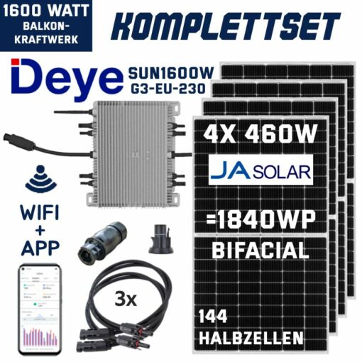 Balkonkraftwerk-1600W-1840W-Deye-JA-Solar-Bifacial