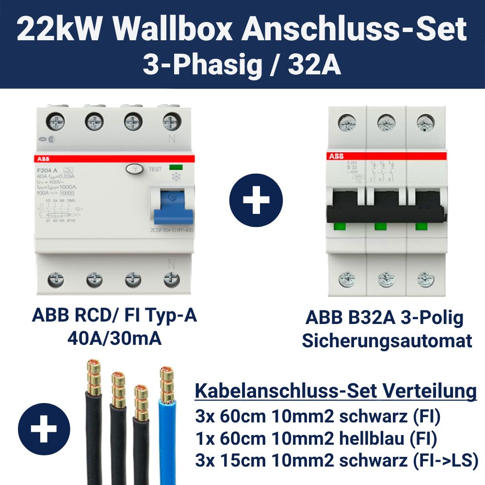 Anschluss-Set - » 3-Phasig Wallbox 22kW 32A