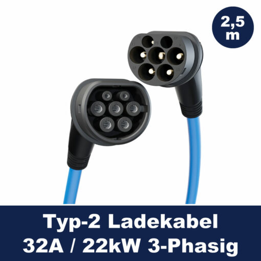 go-e Ladekabel Typ2 - 32A - 22kW - 3-Phasig - 2,5m – Bild 2