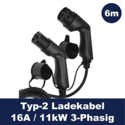 Elektroauto Ladekabel Typ-2 11kW 3-Phasig 6m Länge