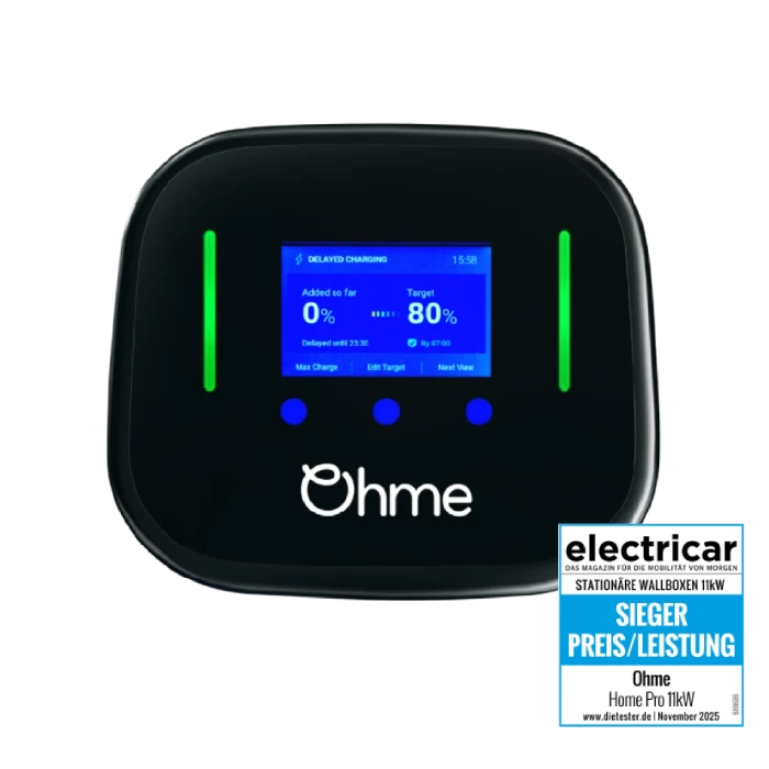 Ohme Home Pro MID 11 kW Wallbox mit integriertem MID-Energiezähler
