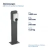Maße ABB Terra AC Standfuß für 2 Wallboxen: Höhe 1400 mm, Breite 345 mm, Tiefe 245 mm, Gewicht 11,0 kg (Abbildung mit Wallboxen – Wallboxen nicht im Lieferumfang)