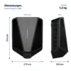 Maße der Easee Charge Pro M&E: 256 × 193 × 106 mm, Gewicht 1,6 kg