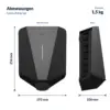 Maße der Easee Charge Up: 256 × 193 × 106 mm, Gewicht 1,5 kg