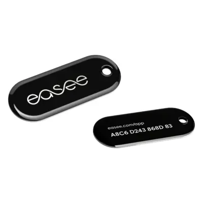 Zwei Easee Key RFID-Schlüsselanhänger in Schwarz
