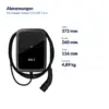 Maße Elli Charger Connect 2 11 kW, 7,5 m: Höhe 372 mm, Breite 260 mm, Tiefe 116 mm, Gewicht 4,89 kg