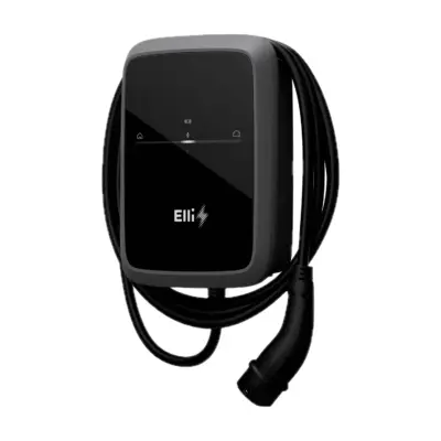 Elli Charger Connect 2 22 kW schräg von rechts mit 22-kW-Ladekabel