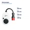 Maße go-e Charger Gemini flex 22 kW: Höhe 260 mm, Breite 155 mm, Tiefe 110 mm, Gewicht 1,82 kg