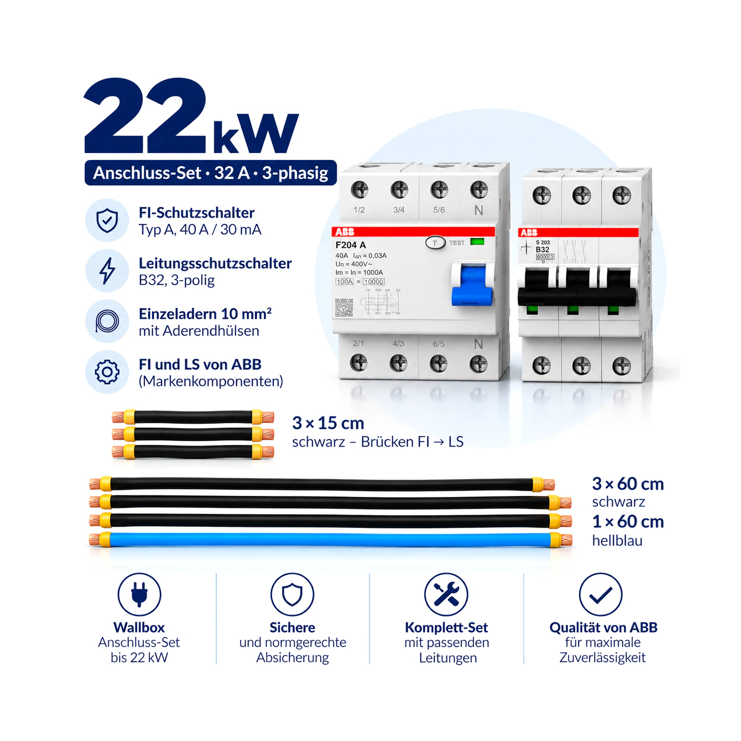 22kW Wallbox Anschluss-Set 3-Phasig – 32A